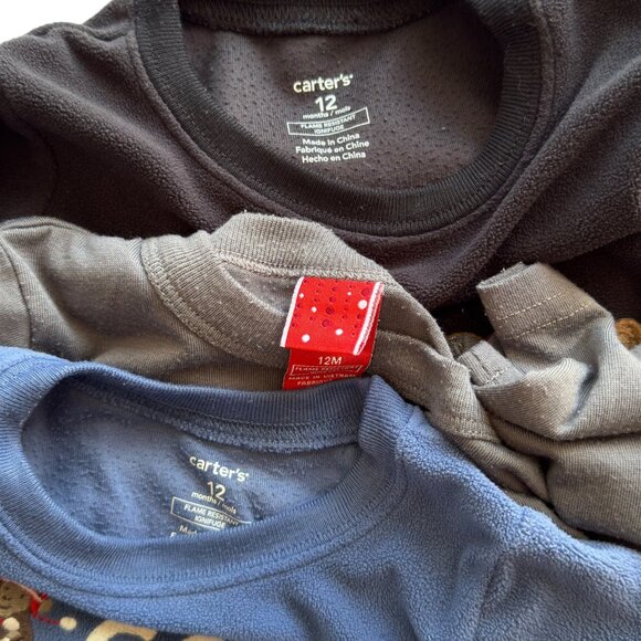 3 Pairs Baby Boy 2-Piece Holiday Fleece Pajama Sets 12M Moose Reindeer Snowflake - Picture 11 of 12